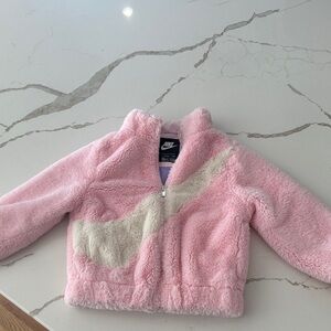 Nike Soft Pink Fleece Jacket with White Swoosh